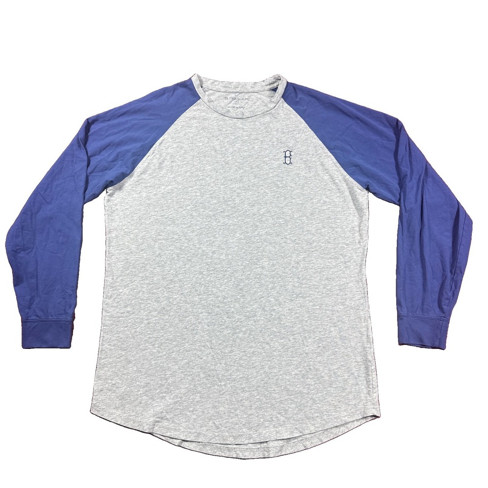 B Draddy Gray/Blue Pima Cotton Long Sleeve T-shirt Men's Size L Golf Preppy